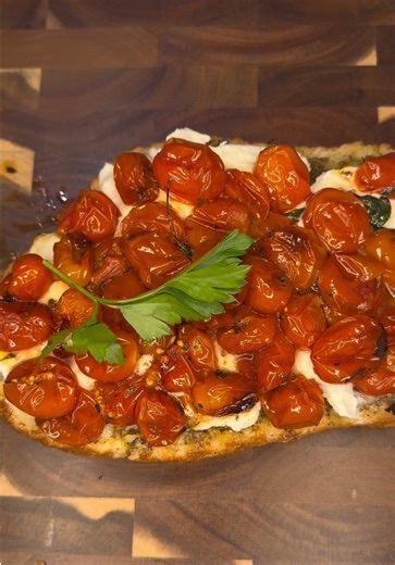 From rustic roots 🌾 to refined flavors 🍽️ — sourdough 🥖 topped with pistachio crunch 🌰, mozzarella softness 🧀 & roasted tomato richness 🍅. #MasteryQuest #Foodie