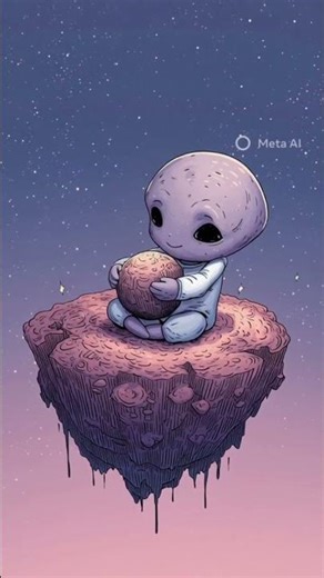 A cute alien hugging a floating mini planet #alien #shortsvideo #shorts