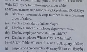 Write SQL query for following consider table.EMP(emp-number, e... | Filo