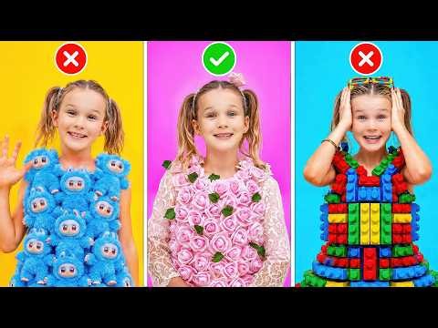 Flowers vs Blocks vs Labubu Toys! Stephi’s Magical Dress Challenge