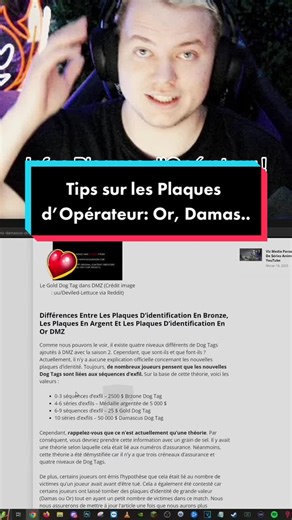 Des #info sur les plaques d’opérateur: bronze, argent, or, damas ! 🔥🔥 #news #pourtoi #dmz #warzone #warzone2 #cod