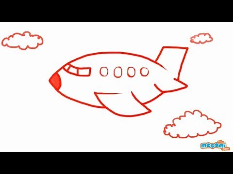 How to Draw an Airplane | Step By Step Drawing for Kids | Educational Videos by Mocomi