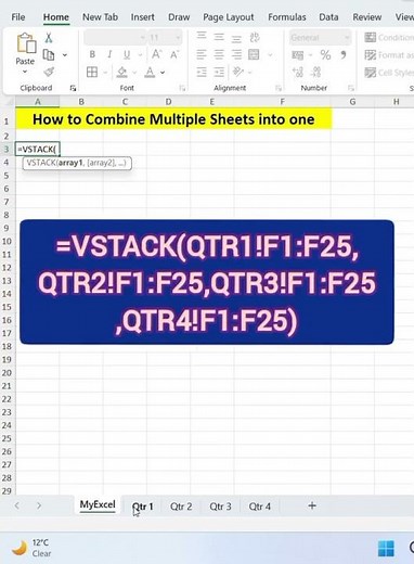 Compile Multiple Sheets into One in Excel 🔥| Compile Multiple Sheets into One in Excel 🔥 #excelshort
