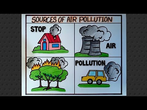 Air Pollution Drawing Easy/ Sources Of Air Pollution Drawing/ Stop Air Pollution Awareness Drawing