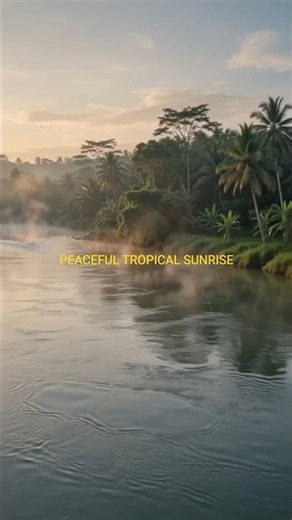 Peaceful Tropical Village at Sunrise | Relaxing Jungle River Ambience in 4K