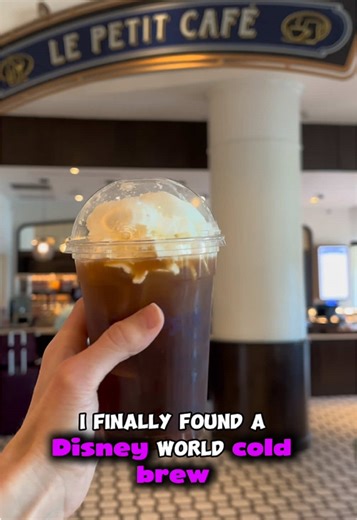 Finally! A Disney World Cold Brew that ISN’T watered down! Cinnamon cold brew from Le petit Cafe #disneysriviera #disneysrivieraresort2026 #lepetitcafe #disneytreat #disneycoffee
