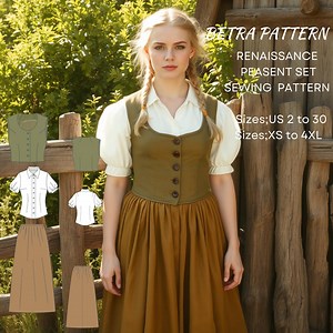 Renaissance Peasant Set Sewing Pattern: Blouse, Skirt & Corset (PDF) - Etsy