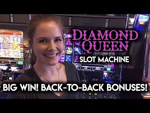 BIG WIN! CRAZY Back to Back BONUSES! Diamond Queen Slot Machine!!!