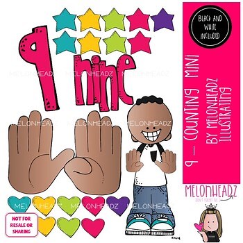 9 - Counting clip art - Mini - Melonheadz Clipart