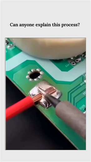 FINDING on Instagram: "This instagram reel depicts soldering insulated wires to a printed circuit board (PCB) by applying flux paste to remove copper oxidation, heating with a soldering iron, and allowing tin-lead solder to flow into holes for a secure electrical connection.Flux functions as a chemical cleaner, with rosin-based varieties dissolving metal oxides via acidic resins, improving solder wettability and joint strength, as supported by electronics manufacturing standards from IPC Associa