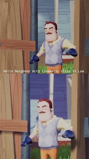 Hello Neighbor Act2 cinematic Ultra VS Low #gameplay #helloneighbor #videogames #shorts #cinematic