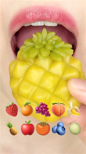 ASMR EMOJI FOOD 🍎🍊🍑🍍🍋 | Satisfying Lips ASMR Eating Sounds (No Talking) #asmrsounds #asmr