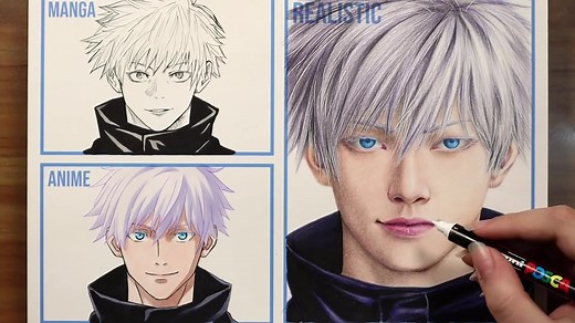 Realistic Drawing of Gojo Satoru | Anime Fanart Tutorial