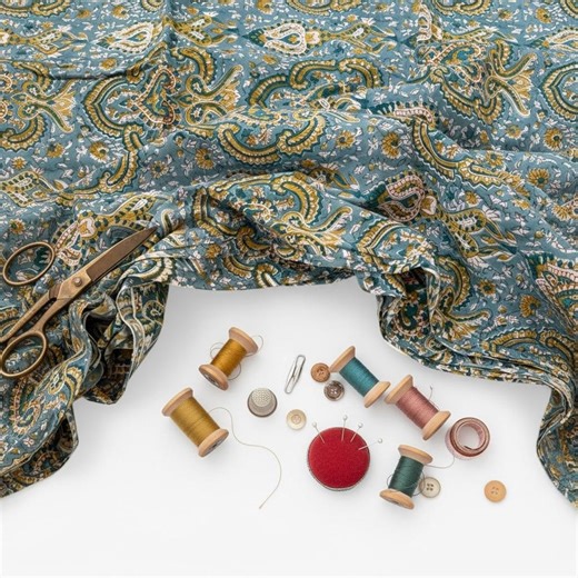 Blue Paisley Hand Block Print Cotton Fabric, Indian Floral Cambric Fabric by Yard, Boho Paisley Textile, Soft Lightweight Dressmaking Fabric - Etsy