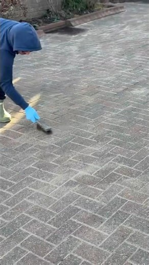 Paving Block Sand Treatment After Pressure Washing #powerwashing #satisfying #landscape #cleaning