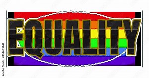 Endlessly looped sign with title EQUALITY in cartoon or childish style. Splash screen on the theme of equal rights and opportunities for all Stock Video