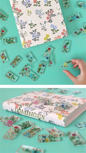 This is a gorgeous DIY gift idea for people who love beautiful things... pressed flower resin dominoes in a book box. #christmasgifts | The Craft Patch