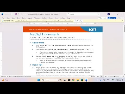 New Perspectives Excel 2019 | Module 3: SAM Project 1b MedSight Instruments