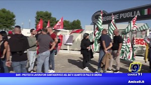 Sono ancora in attesa del premio #Covid i lavoratori di Sanitaservice Asl Bat che oggi hanno protestato a Bari insieme ai lavoratori del centro di riabilitazione Quarto di Palo di Andria. | Amica9 Tv