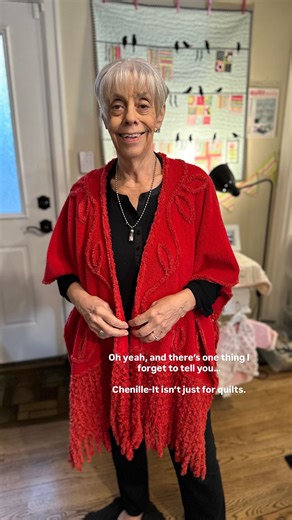 This shawl? Same Chenille-It you’d stitch on a quilt block or use to bind a quilt — just used where texture and a little drama really shine. If you’ve only been reaching for Chenille-It when quilting, consider this your permission slip to take it into your closet too. Scarves, jackets, totes, accessories… it plays very well with wearables. Sometimes the “extra thing” is realizing your favorite supply can do more than you ever gave it credit for! Drop a ♥️ if you’ve only used Chenille-It on quilt