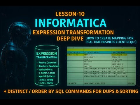 Leson-10 Informatica Expression Transformation — REAL TIME MAPPING+ Oracle SQL for DUPS & SORTING