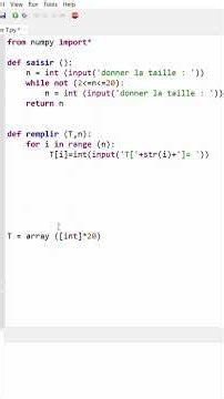 Declaration, Remplissage, Affichage d'un tableau en python