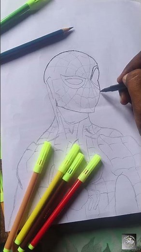 How to draw easy Realistic Spider-Man Drawing | Step by Step Sketch | Marvel Drawing Shorts