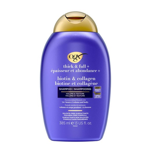 OGX Thick & Full + Biotin & Collagen Volumizing Shampoo, Nutrient-Infused Hair Shampoo with Vitamin B7 Biotin Gives Hair Volume & Body for 72+ Hours, Sulfate-Free Surfactants, 385 mL - Walmart.ca