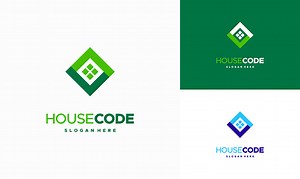 Creative Code House Symbol Designs Konzeptvektor, Programmierhaus...