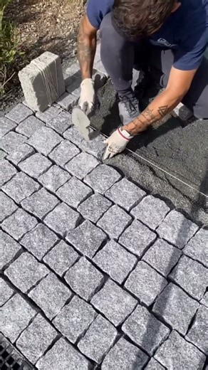 cobblestone paving..