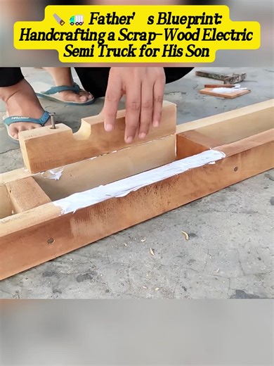 Handmade Wooden Semi Truck DIY Toy