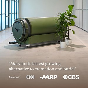 This vessel holds the soil created through human composting—a 30-day natural process that returns the body to the earth. Now available for Maryland families through Earth, as featured in CNN, AARP, and CBS. | Earth Funeral