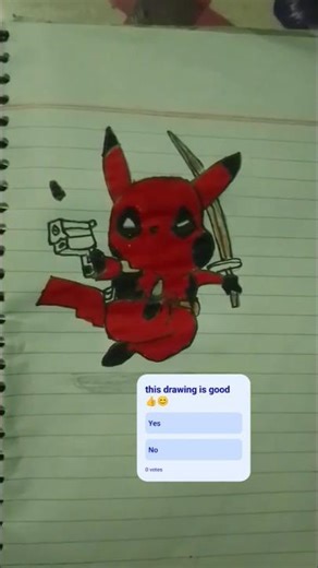 Pikachu X Deadpool mix drawing
