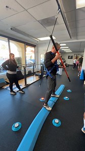 Matt is doing an amazing job in his recovery thanks to the wonderful team at NeuroLab 360 Rehabilitation and Wellness. See how his physical therapists integrate Stick Mobility, the Solo-Step, and BlazePod to push him in his rehab! 💪 #SoloStep #NoFearsNoFalls #BlazePod #Patients #Recovery #PT #neurorehab | Solo-Step Fall Protection for Rehab