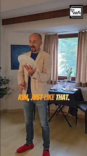 How to carry two plates in Fine Dining Service - overhand grip. Waiter Training Video