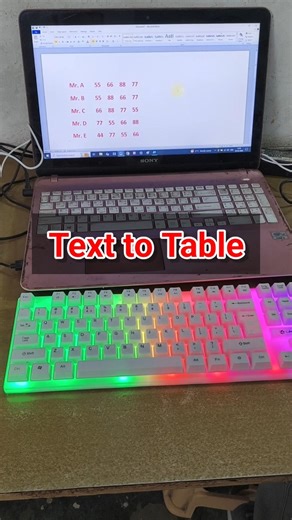 Convert Text to table in ms word 🔥 Text ko table me convert kaise kare #shorts #shortsfeed #msword