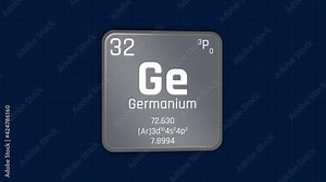 Germanium or Ge Element Periodic Table Animation on Grid Background and Green Screen