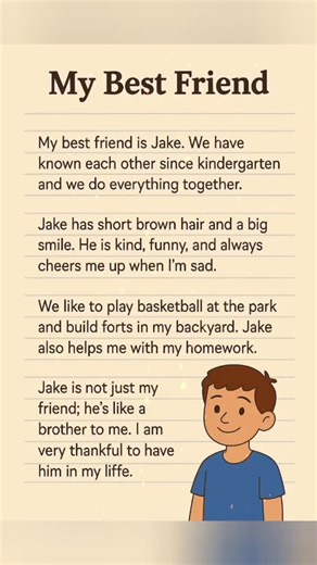 My Best Friend | A Heart-Touching Moral Story in English | English Planet --- 📝 Description: My Best Friend is a heartwarming moral story that teaches us the true meaning of friendship, loyalty, and kindness. In this inspiring tale, discover how a genuine friend stands by your side in times of need and shows what it truly means to care. 📚 Perfect for students, teachers, and anyone who loves short moral stories in English. ✅ Improve your English listening skills ✅ Learn new vocabulary ✅ Underst
