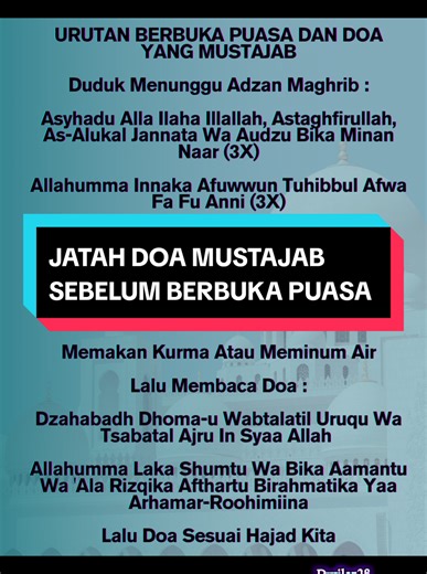 Jatah Doa Mustajab Sebelum Berbuka Puasa