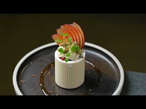 Plum, Honey, Melissa Cress, Pumpkin Seed and Mascarpone Cream Vacherin