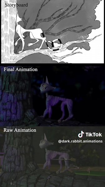 Check out the full film using the link in our bio! Here’s the shot progression from storyboard to final animation for the longest shot in our film. This shot had multiple takes and took about three days to animate. It was tough but incredibly rewarding! 🐈‍⬛ #indieanimation #art #animation #stopmotion #shortfilm #animationworld #aliceinwonderland #workinprogress #behindthescenes