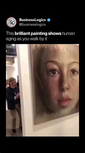 Think | learn | Grow on Instagram: "Spanish artist Sergi Cadenas crafts mesmerizing paintings that shift as you move from one side to the other, depicting the human aging process. Using a unique technique, Cadenas employs vertical ridges on the canvas to create two separate images, offering viewers a different perspective from each angle. His work often explores profound themes such as the transience of youth and the inevitability of mortality. Artist: @sergi.cadenas"