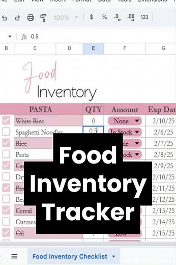 Food Inventory Template Excel Spreadsheet, Checklist Bundle, Food Inventory Management, Google Sheet
