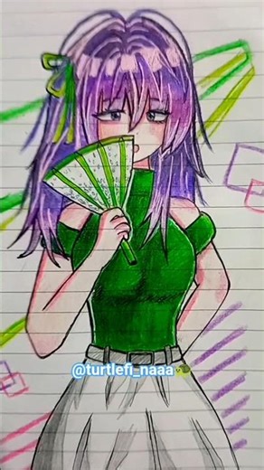 Yuka with her hand fan ✨ #draw #art #calm #fyp