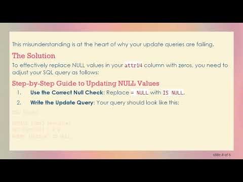 Resolving SQL Server Update Issues: Fixing NULL Values in Decimal Columns