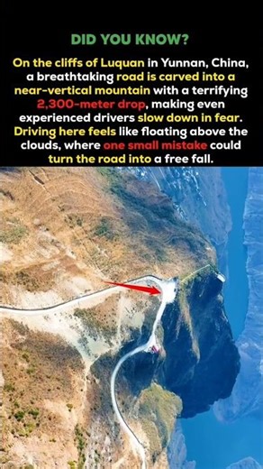 The Most Dangerous Cliff Road in the World | 2,300m Drop in Yunnan, China 😱 #shorts