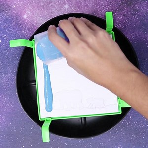 Show your True North and create your own northern lights scene with the NEW Crayola Washable Paint Pour Art Set! Use stickers to create a snowy silhouette and peel them off once your wonderful paint design has dried. | Crayola