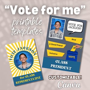 Flyer: "vote for Me" Kids Campaign Poster | Customizable Canva Template | Student Council | Editable | 2 Easy to Edit Designs - Etsy