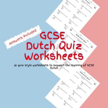 20 GCSE Foundation Level Dutch Multiple Choice Quiz Worksheets  PDF