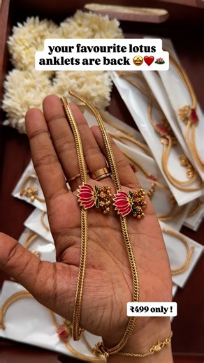 Shrishti Jewels on Instagram: "₹499 free shipping product code : lotus anklets 📩 Comment for link 🔗 🔗 www.shrishtijewels.in | Shrishti Jewels | Gold Necklace | Traditional Jewellery | Jewellery Reel | Bridal Jewellery | Ethnic Jewellery | Bridal Collections | Ethnic Collections |"